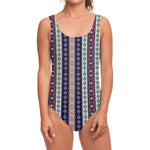 Southwestern Stripe Pattern Print One Piece Swimsuit