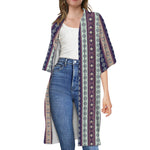 Southwestern Stripe Pattern Print Open Front Beach Cover Up