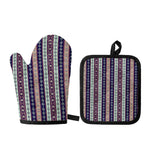 Southwestern Stripe Pattern Print Oven Mitt And Pot Holder Set