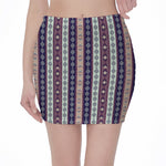 Southwestern Stripe Pattern Print Pencil Mini Skirt