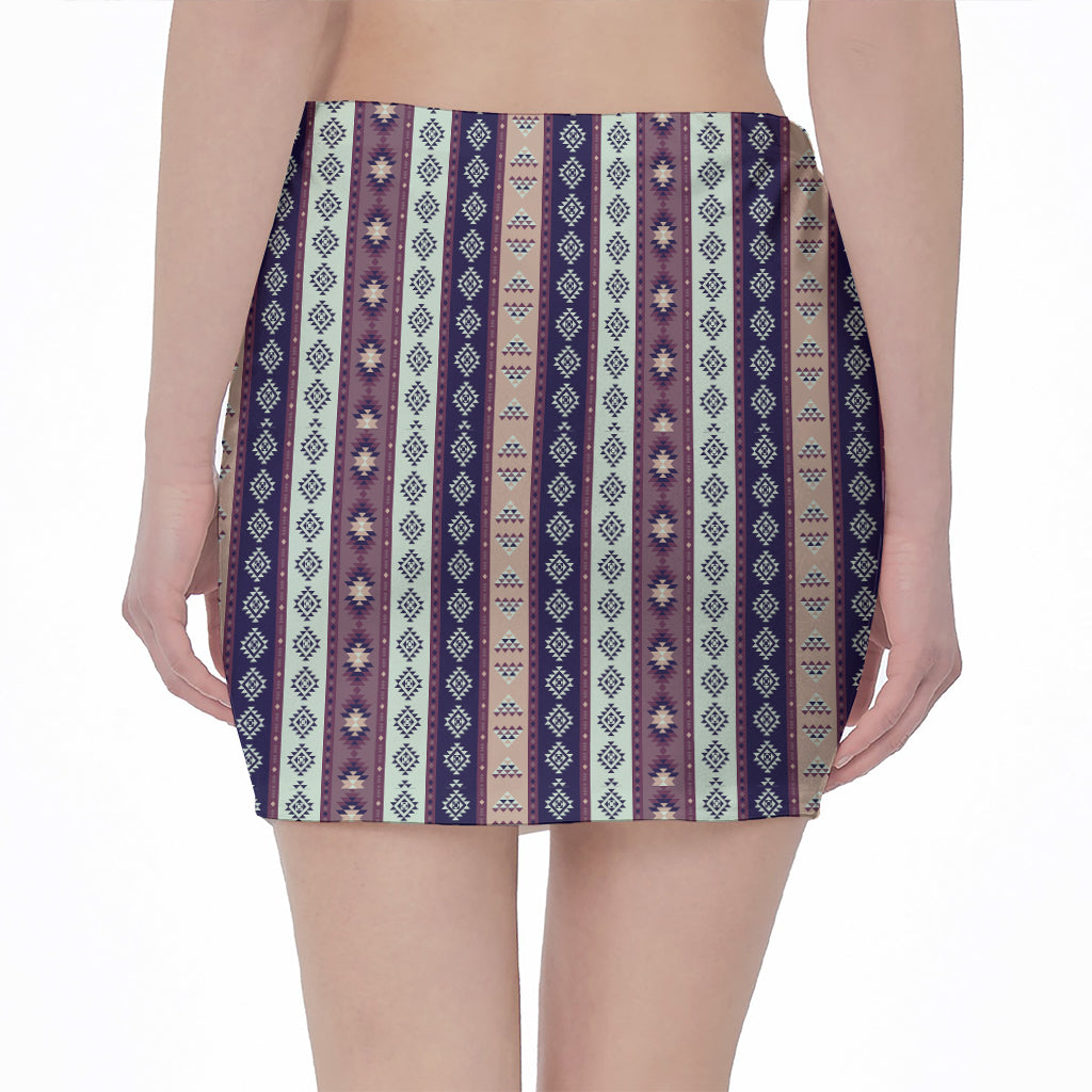 Southwestern Stripe Pattern Print Pencil Mini Skirt