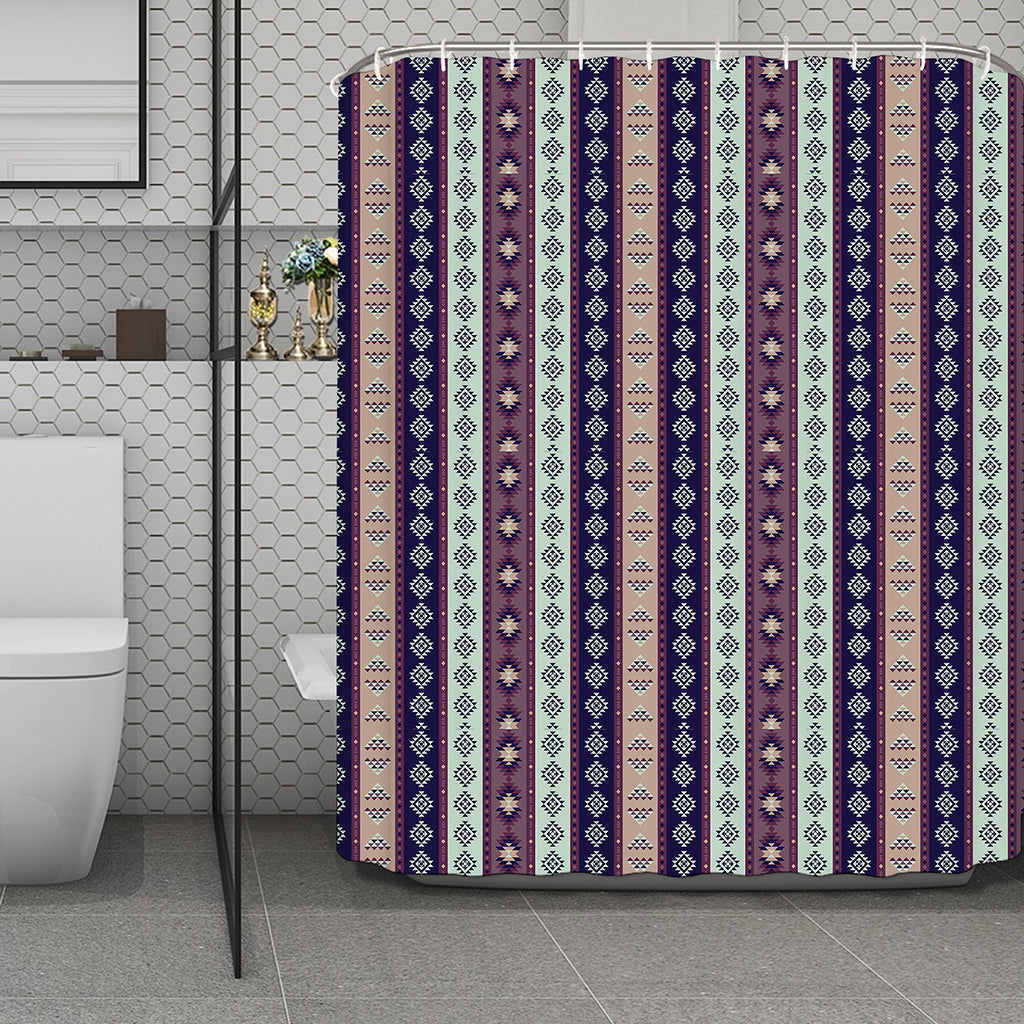 Southwestern Stripe Pattern Print Polyester Shower Curtain