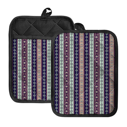 Southwestern Stripe Pattern Print Pot Holders With Pocket