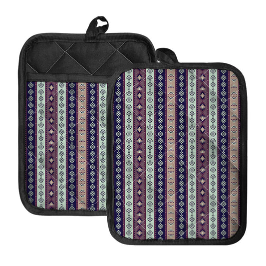 Southwestern Stripe Pattern Print Pot Holders With Pocket