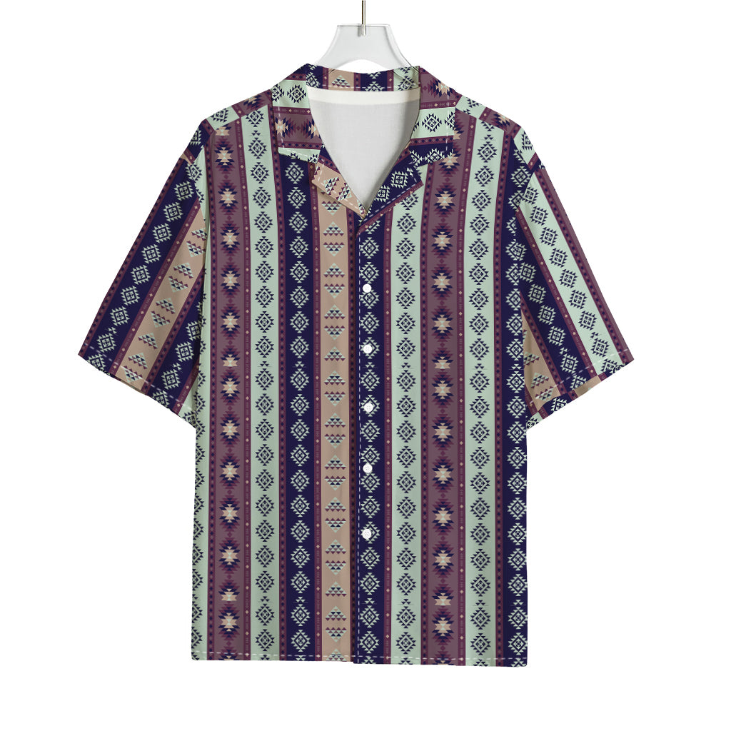 Southwestern Stripe Pattern Print Rayon Hawaiian Shirt