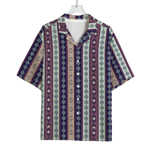 Southwestern Stripe Pattern Print Rayon Hawaiian Shirt