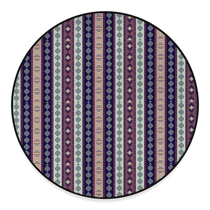 Southwestern Stripe Pattern Print Round Floor Mat