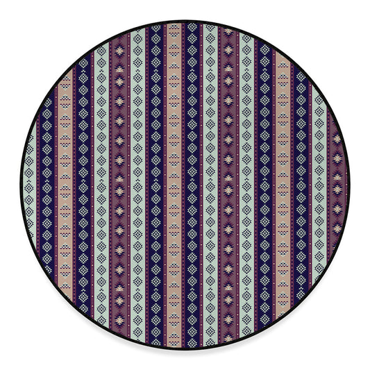 Southwestern Stripe Pattern Print Round Floor Mat