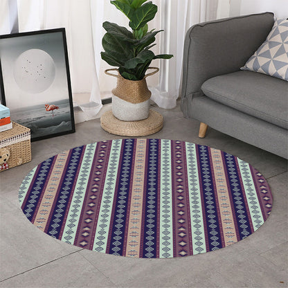 Southwestern Stripe Pattern Print Round Rug