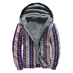 Southwestern Stripe Pattern Print Sherpa Lined Zip Up Hoodie