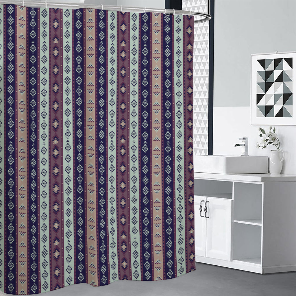 Southwestern Stripe Pattern Print Shower Curtain