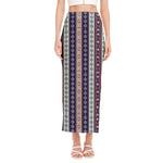 Southwestern Stripe Pattern Print Side Slit Maxi Skirt
