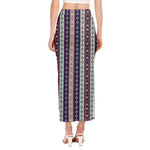 Southwestern Stripe Pattern Print Side Slit Maxi Skirt