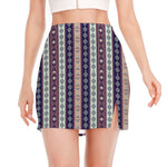 Southwestern Stripe Pattern Print Side Slit Mini Skirt