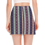 Southwestern Stripe Pattern Print Side Slit Mini Skirt
