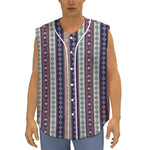 Southwestern Stripe Pattern Print Sleeveless Baseball Jersey