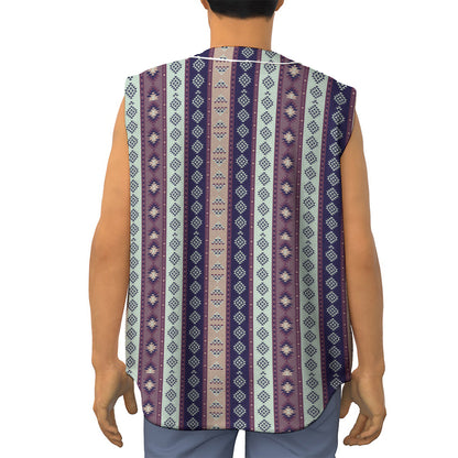 Southwestern Stripe Pattern Print Sleeveless Baseball Jersey