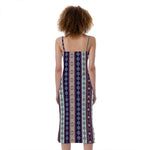 Southwestern Stripe Pattern Print Slim Fit Midi Cami Dress