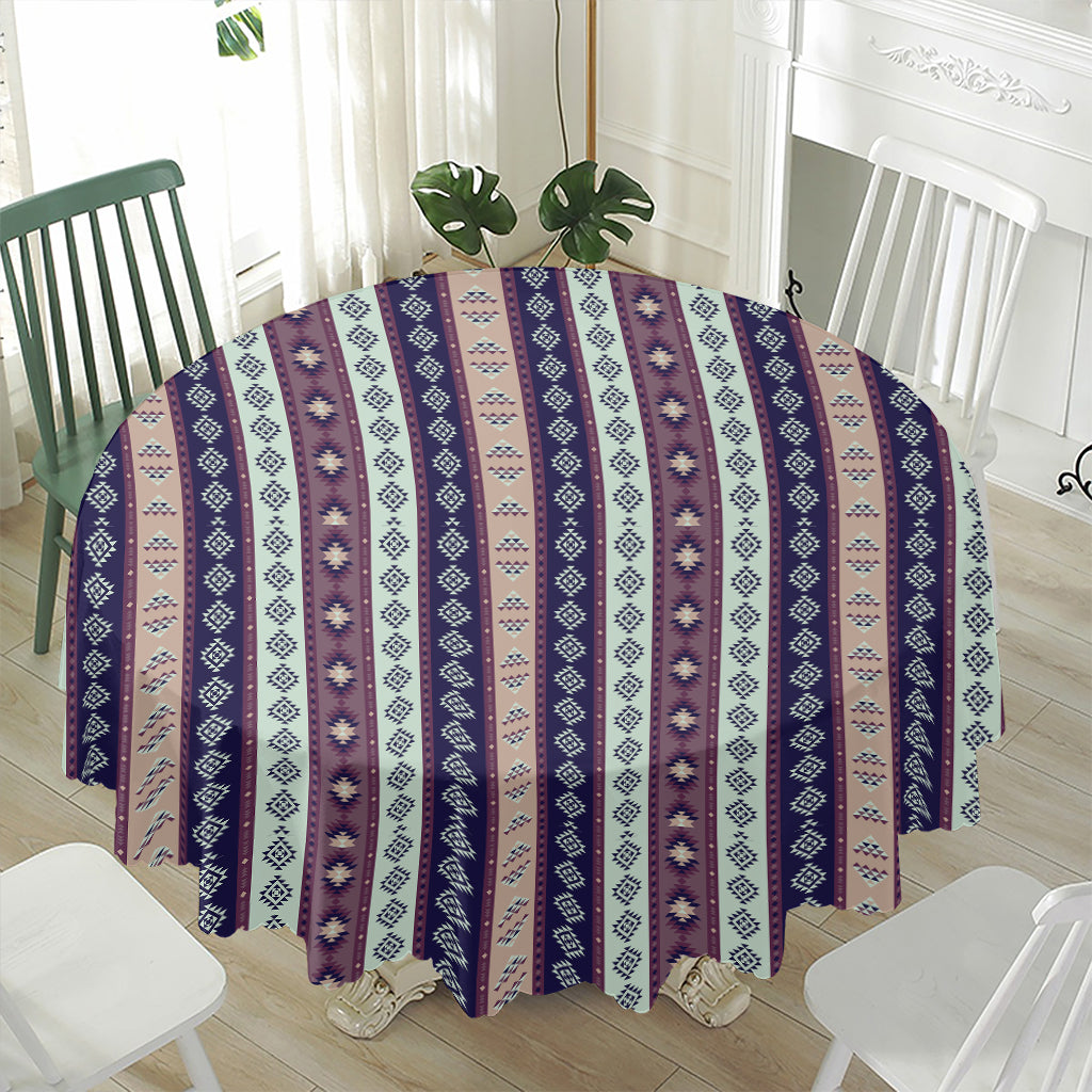 Southwestern Stripe Pattern Print Waterproof Round Tablecloth