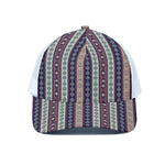Southwestern Stripe Pattern Print White Mesh Trucker Cap