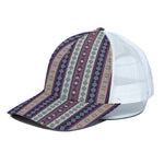 Southwestern Stripe Pattern Print White Mesh Trucker Cap