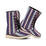 Southwestern Stripe Pattern Print Winter Boots