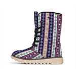 Southwestern Stripe Pattern Print Winter Boots