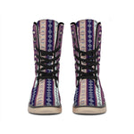 Southwestern Stripe Pattern Print Winter Boots