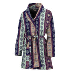 Southwestern Stripe Pattern Print Women's Bathrobe