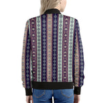 Southwestern Stripe Pattern Print Women's Bomber Jacket