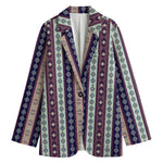 Southwestern Stripe Pattern Print Women's Cotton Blazer