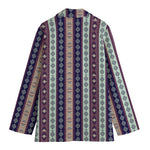Southwestern Stripe Pattern Print Women's Cotton Blazer