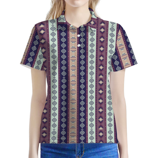 Southwestern Stripe Pattern Print Women's Polo Shirt