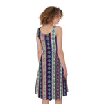 Southwestern Stripe Pattern Print Women's Sleeveless Dress