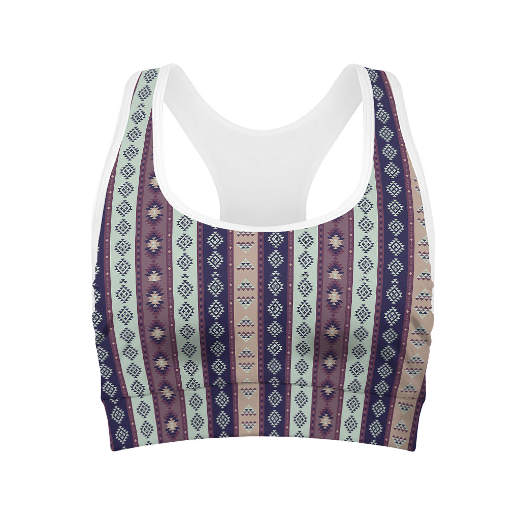Southwestern Stripe Pattern Print Women's Sports Bra