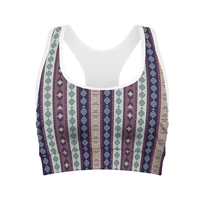 Southwestern Stripe Pattern Print Women's Sports Bra