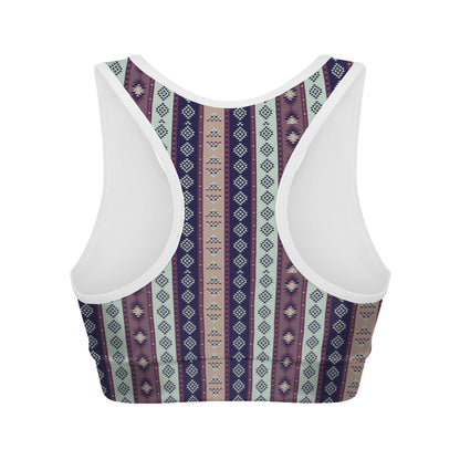 Southwestern Stripe Pattern Print Women's Sports Bra