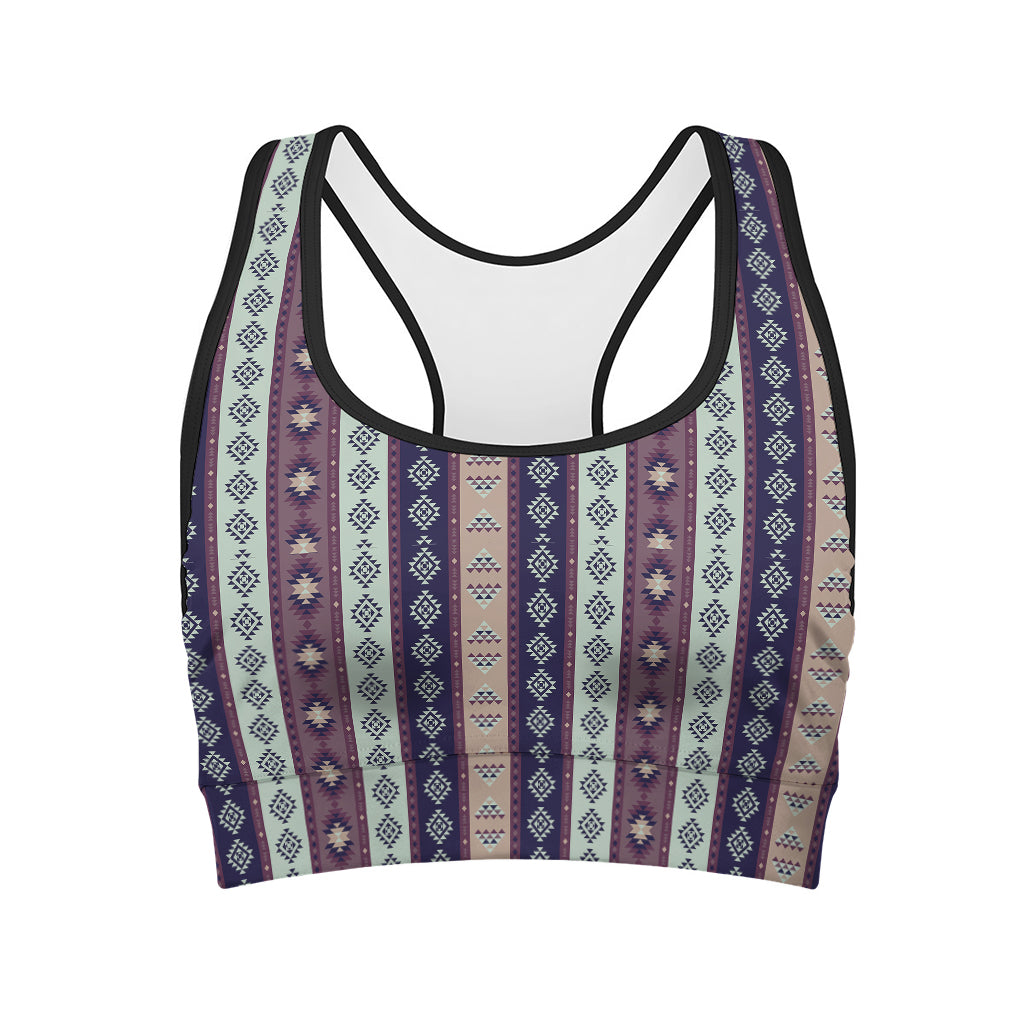 Southwestern Stripe Pattern Print Women's Sports Bra