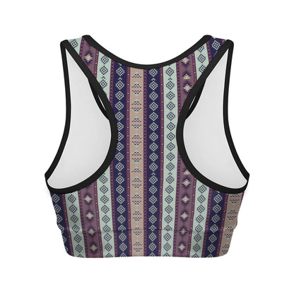 Southwestern Stripe Pattern Print Women's Sports Bra