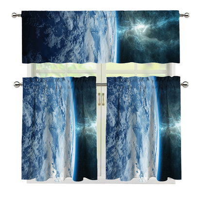 Space And Earth Print 3 Piece Kitchen Curtains