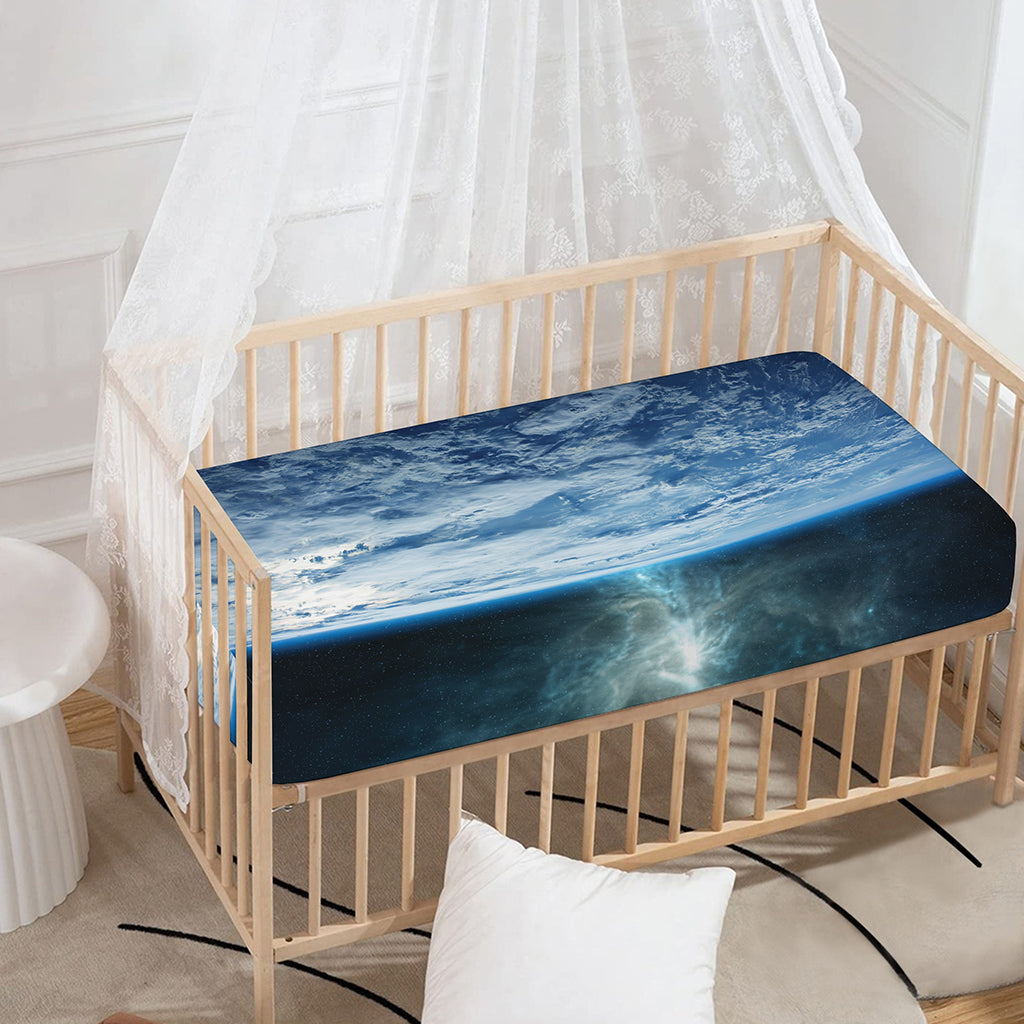 Space And Earth Print Baby Crib Sheet