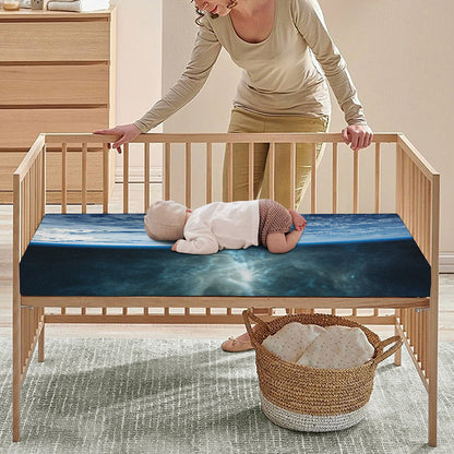 Space And Earth Print Baby Crib Sheet