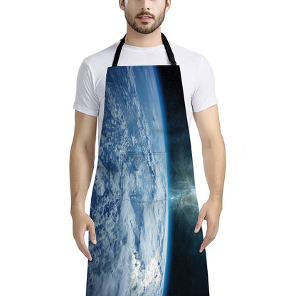 Space And Earth Print Bib Apron With Pocket
