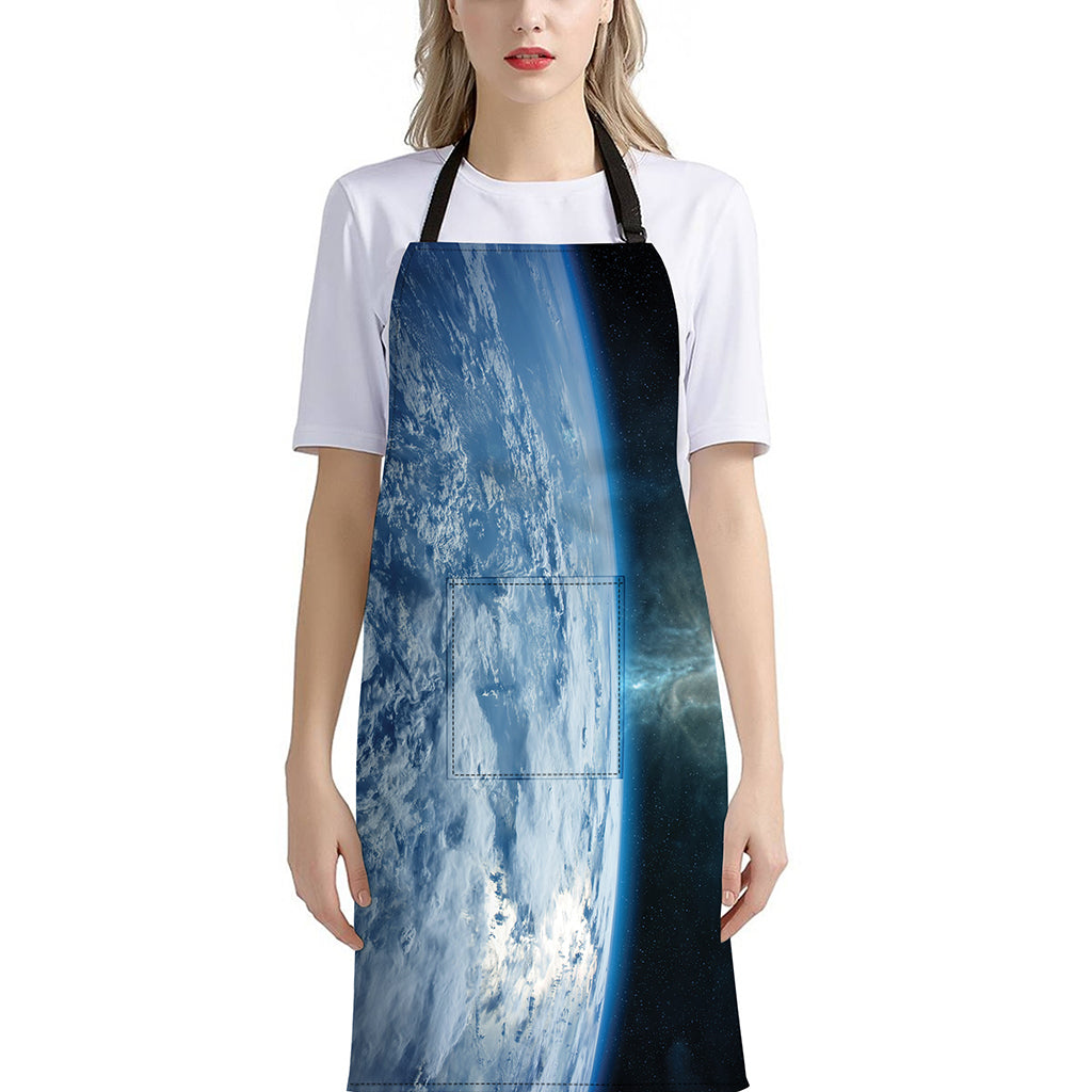 Space And Earth Print Bib Apron With Pocket