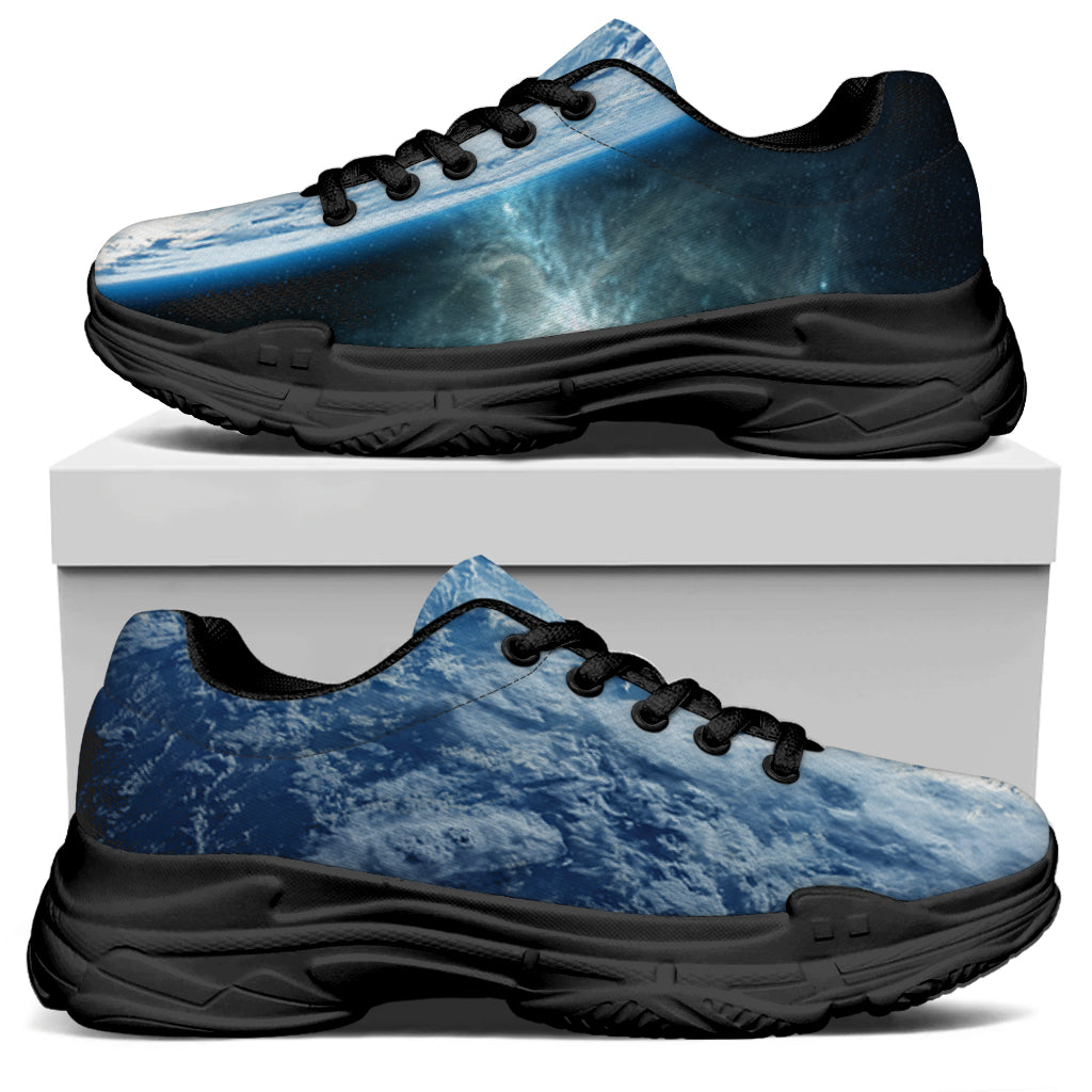 Space And Earth Print Black Chunky Shoes