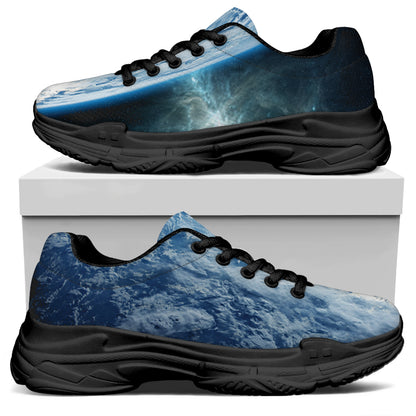 Space And Earth Print Black Chunky Shoes