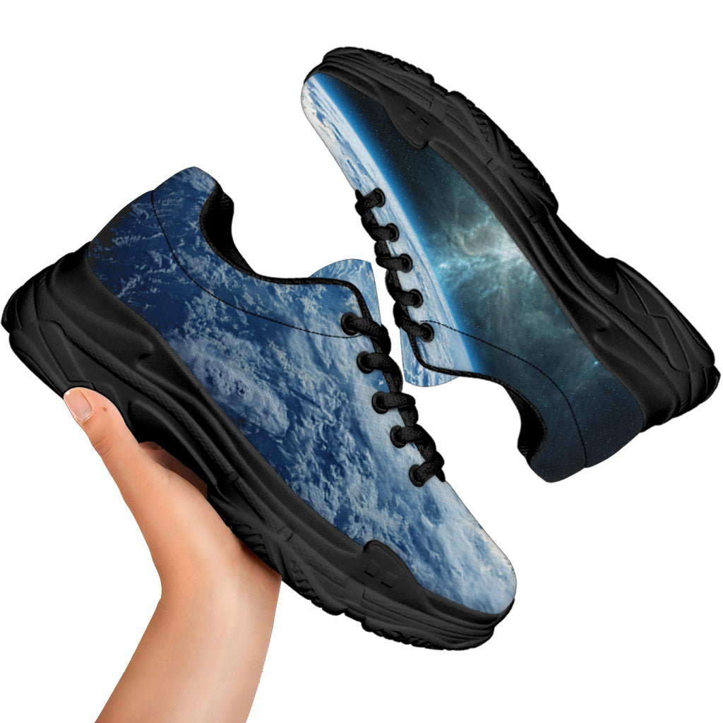 Space And Earth Print Black Chunky Shoes