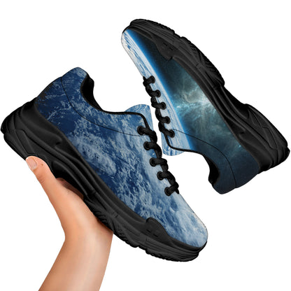 Space And Earth Print Black Chunky Shoes