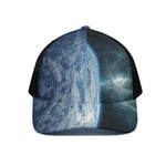 Space And Earth Print Black Mesh Trucker Cap
