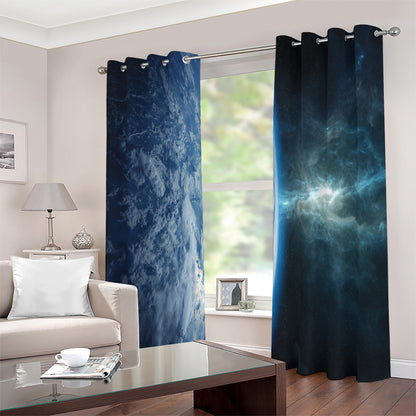 Space And Earth Print Blackout Grommet Curtains